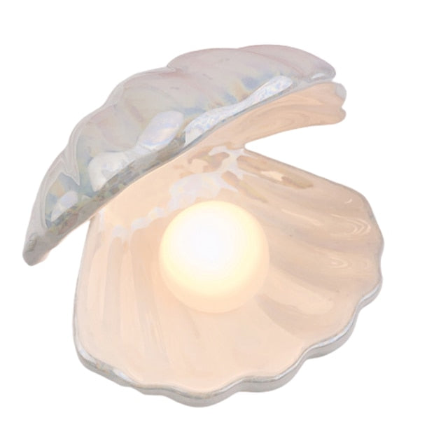Hand-Painted Ceramic Shell Pearl Night Light