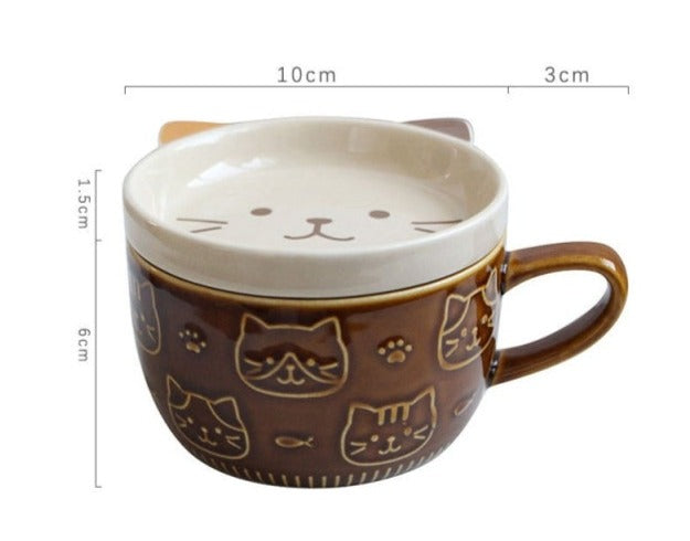 Cute Cat Mug With Lid